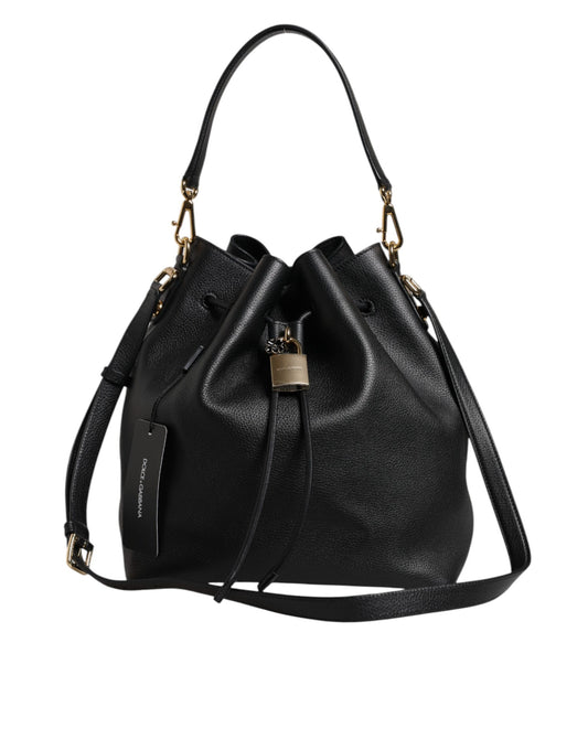 Black Calfskin Leather DOLCE Shoulder Bucket Bag