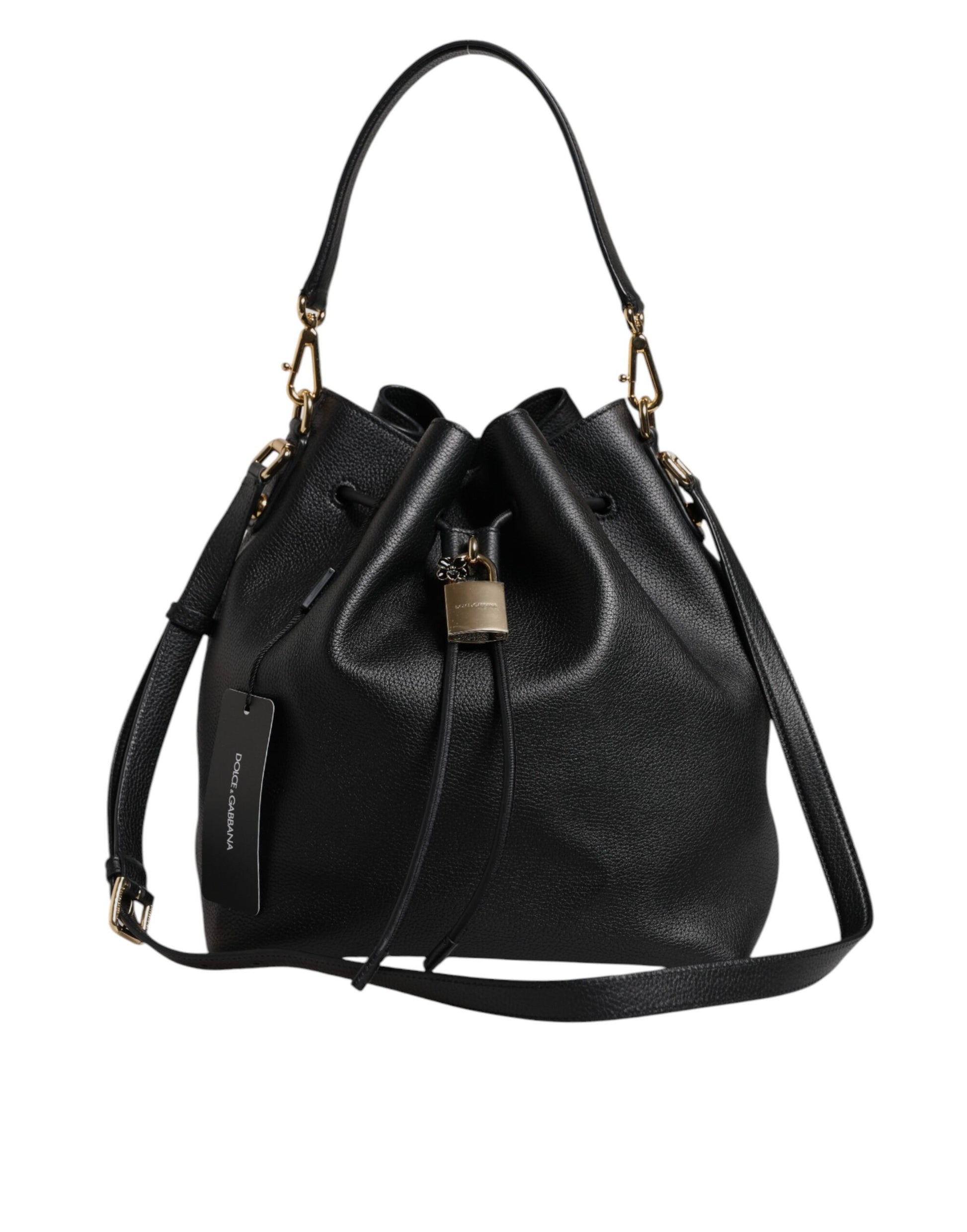 Black Calfskin Leather DOLCE Shoulder Bucket Bag