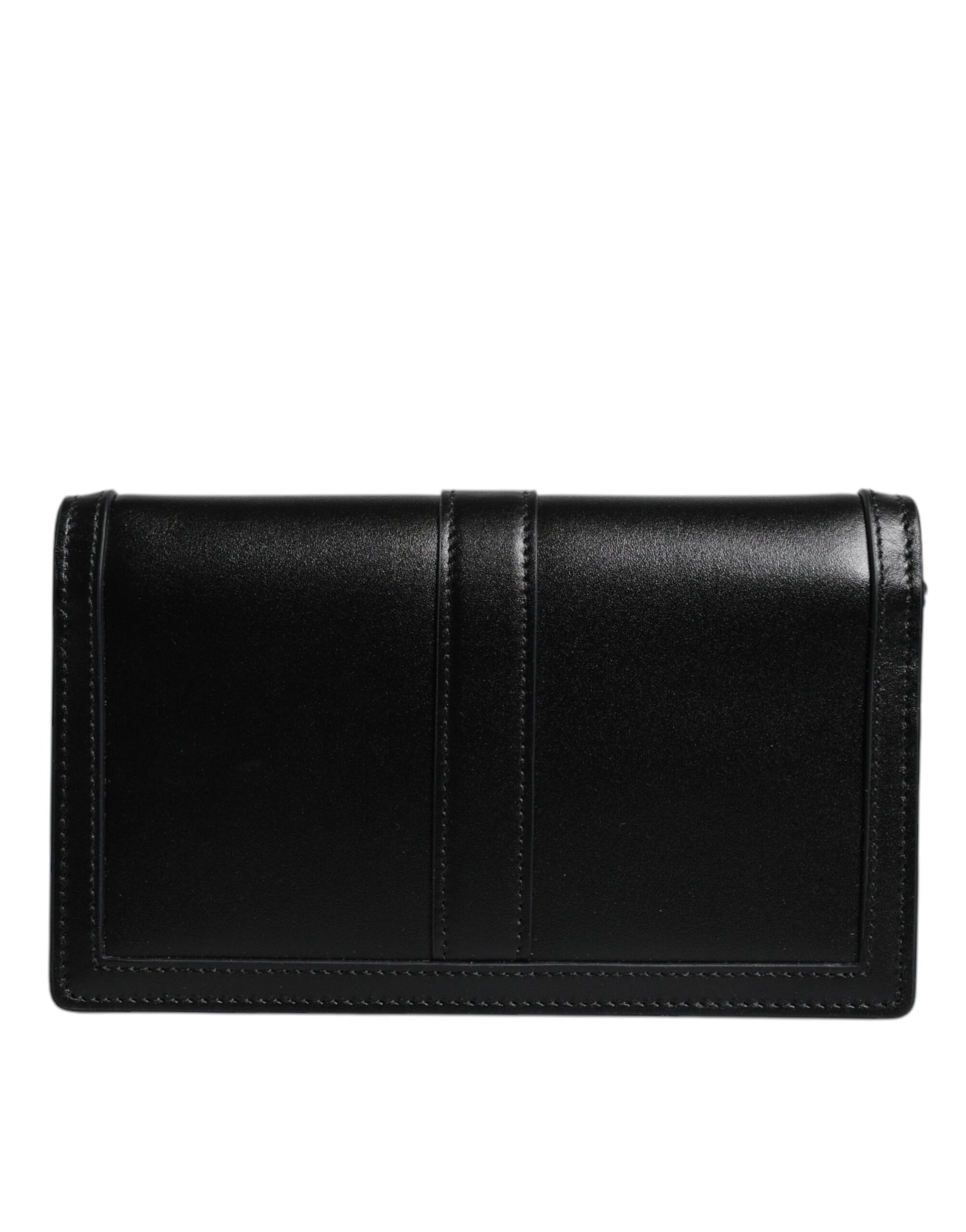 Black Calfskin Leather Chain Strap Shoulder Crossbody Bag