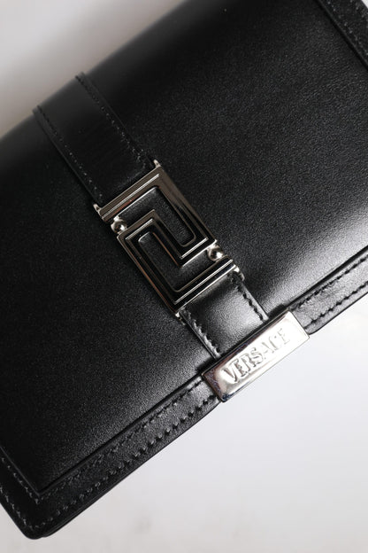 Black Calfskin Leather Chain Strap Shoulder Crossbody Bag