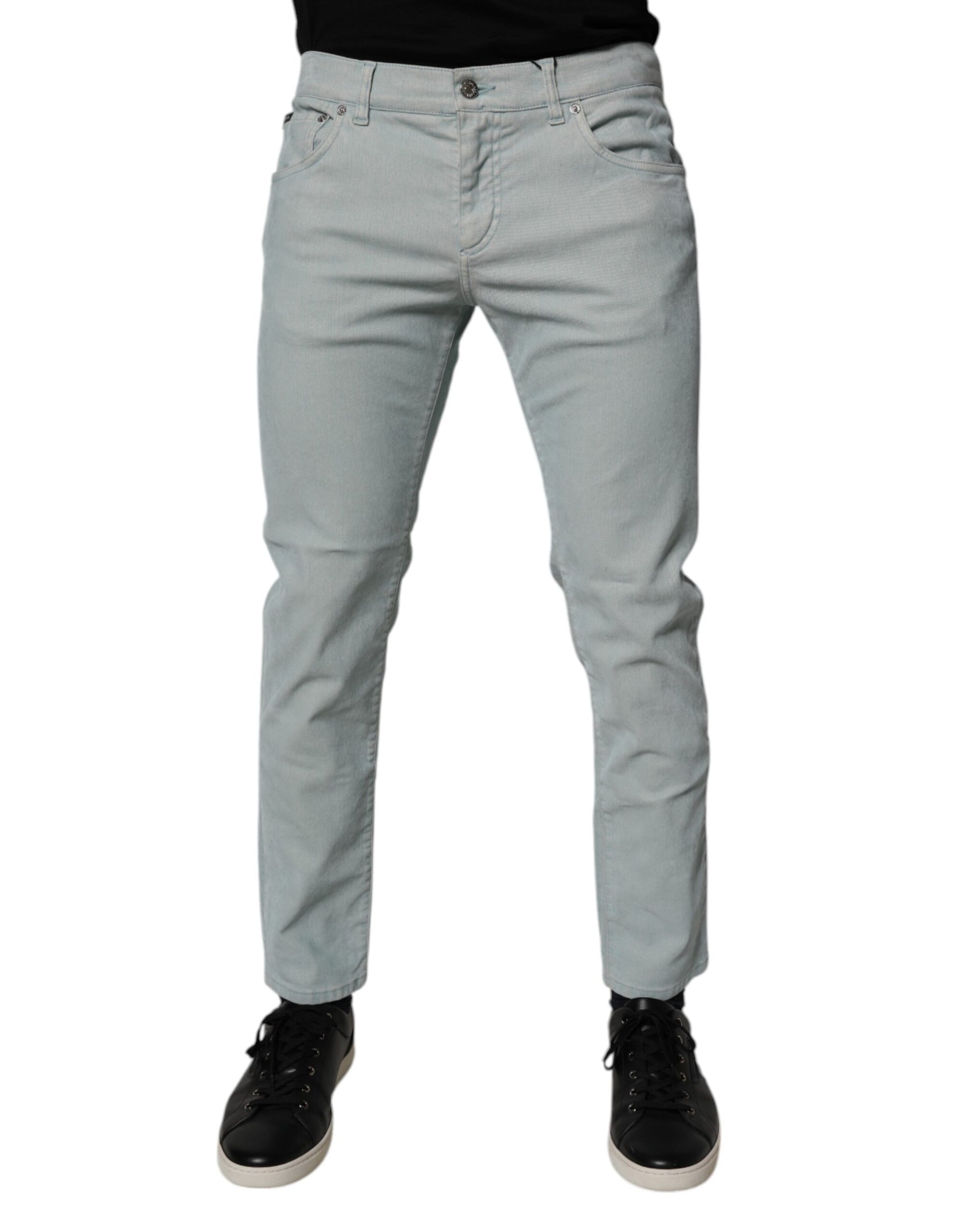Light Blue Logo Plaque Skinny Men Denim Jeans