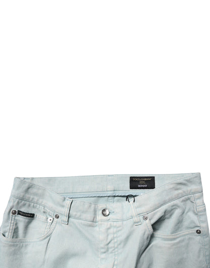 Light Blue Logo Plaque Skinny Men Denim Jeans