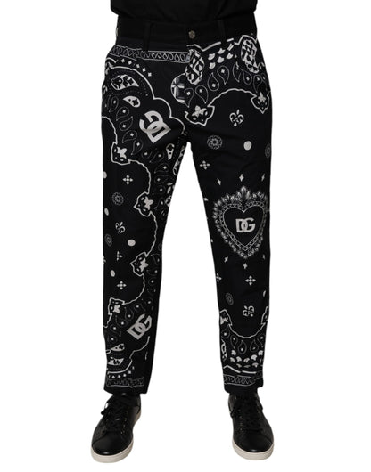 Black Logo Bandana Cotton Loose Denim Jeans