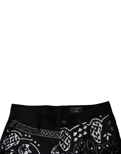 Black Logo Bandana Cotton Loose Denim Jeans