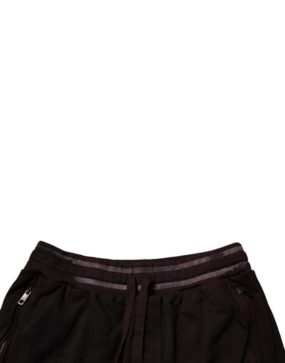 Maroon Cotton Logo Plaque Men Bermuda Shorts