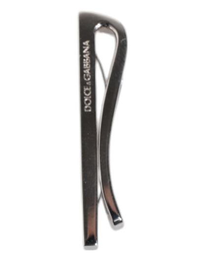 Silver Tone Brass Logo Branded Tie Clip Bar