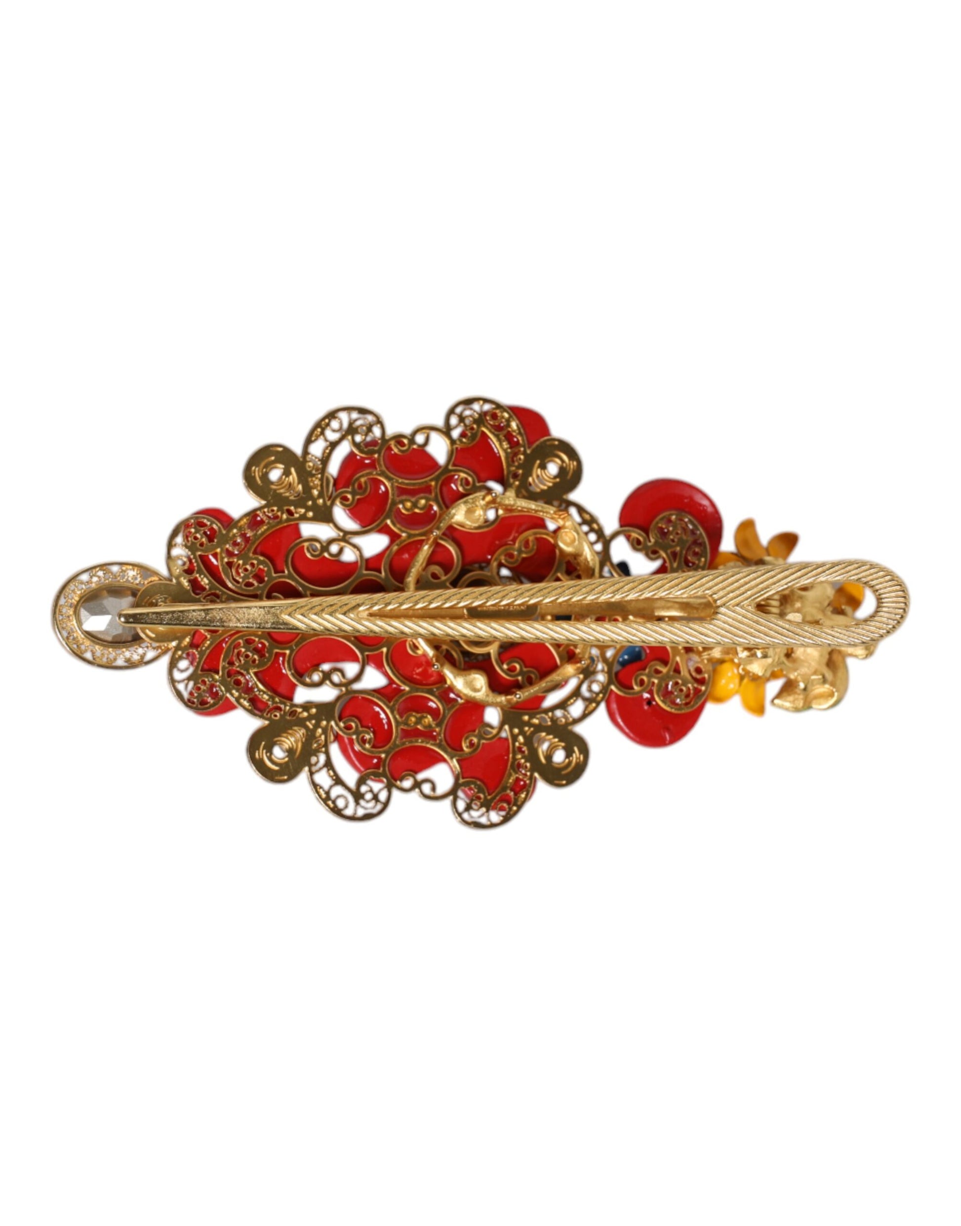 Multicolor Spring CARRETTO Gold Brass Crystal Hair Clip