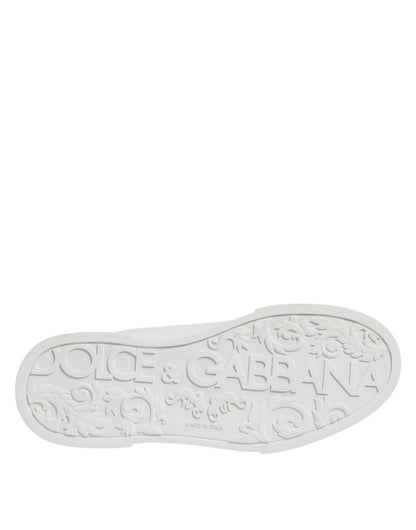 White Leather DG Logo Low Top Sneakers Shoes