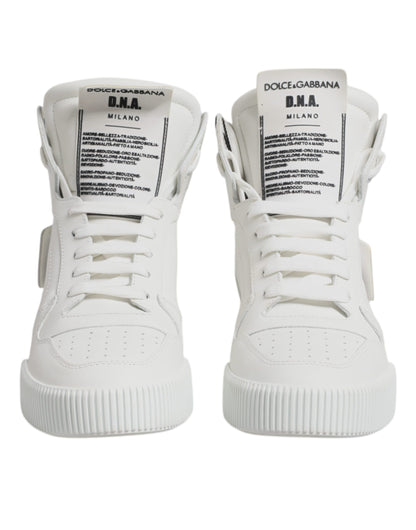 White Leather High Top Sneakers Shoes