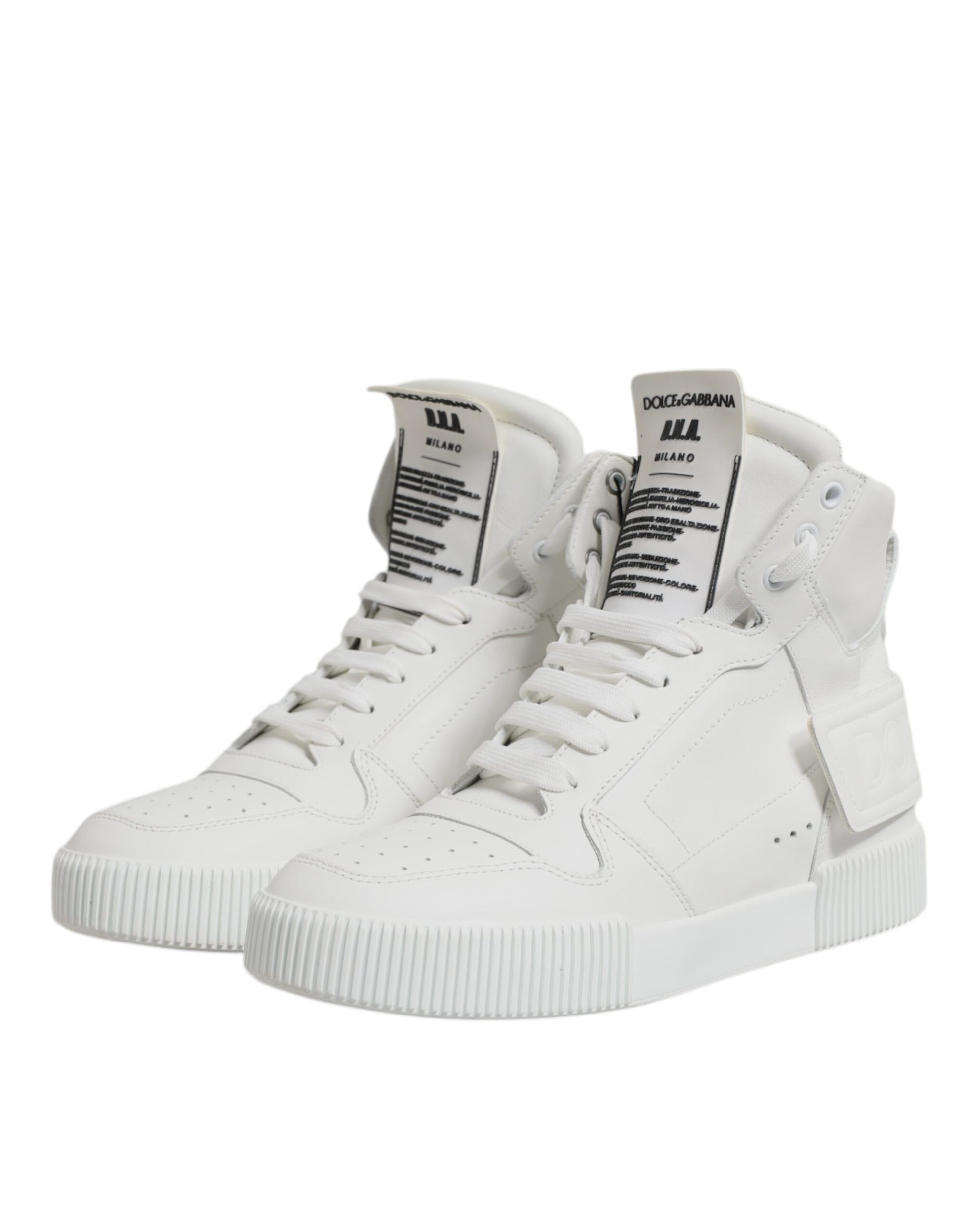 White Leather High Top Sneakers Shoes