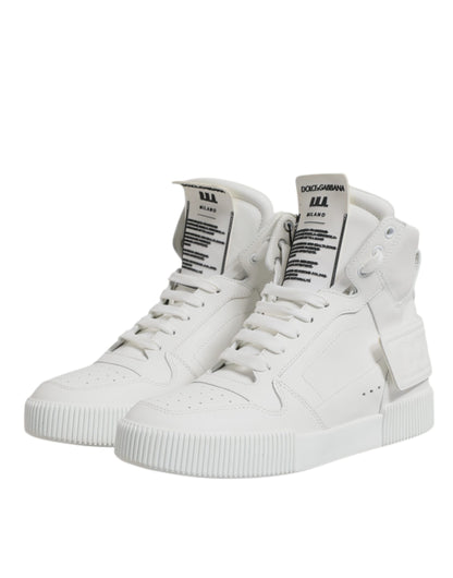 White Leather High Top Sneakers Shoes