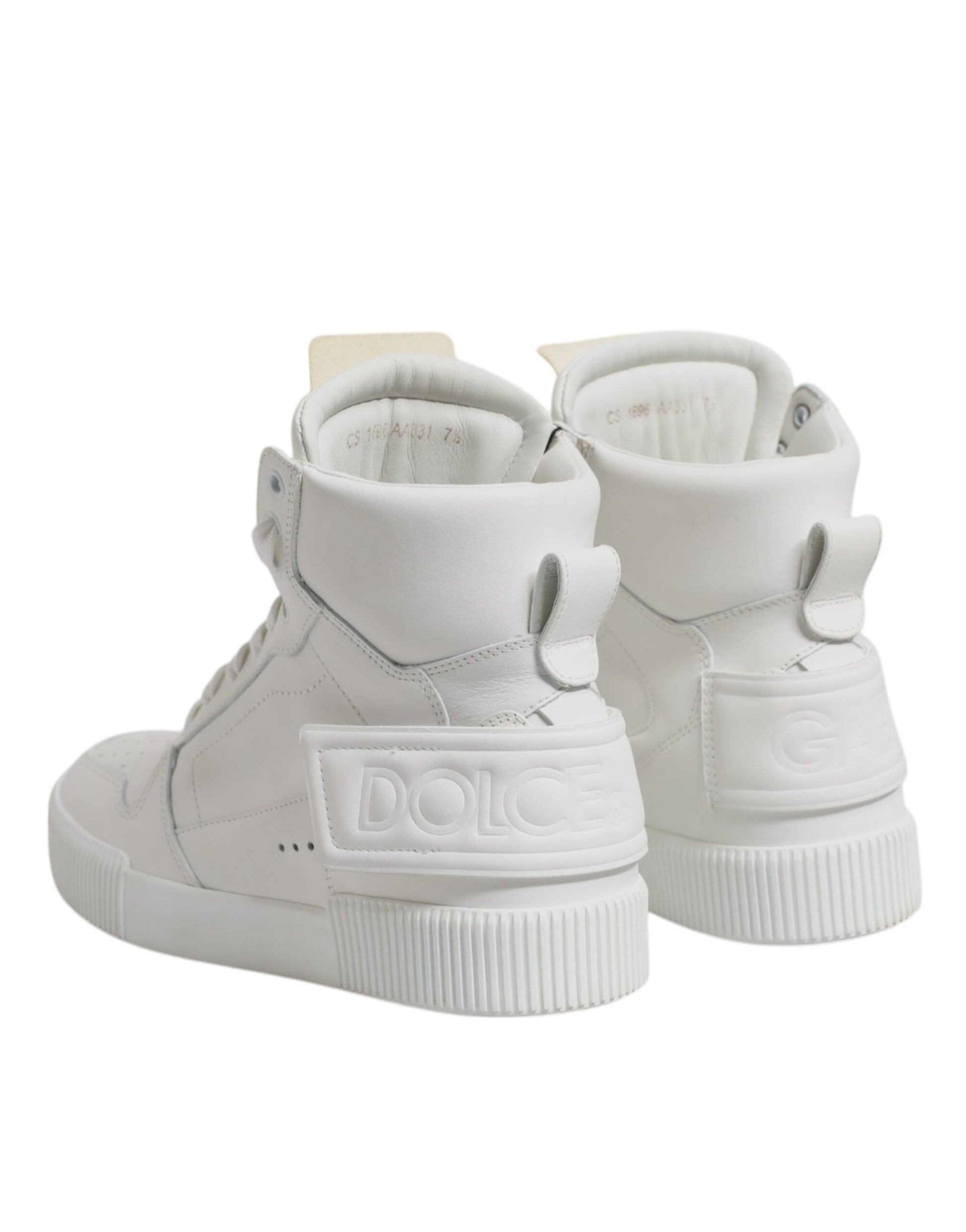 White Leather High Top Sneakers Shoes