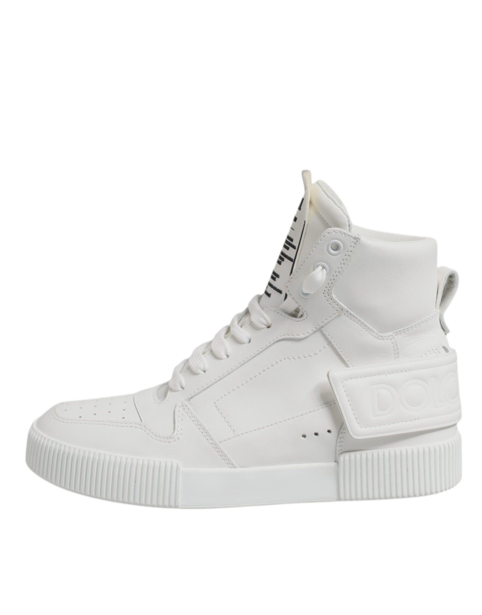 White Leather High Top Sneakers Shoes