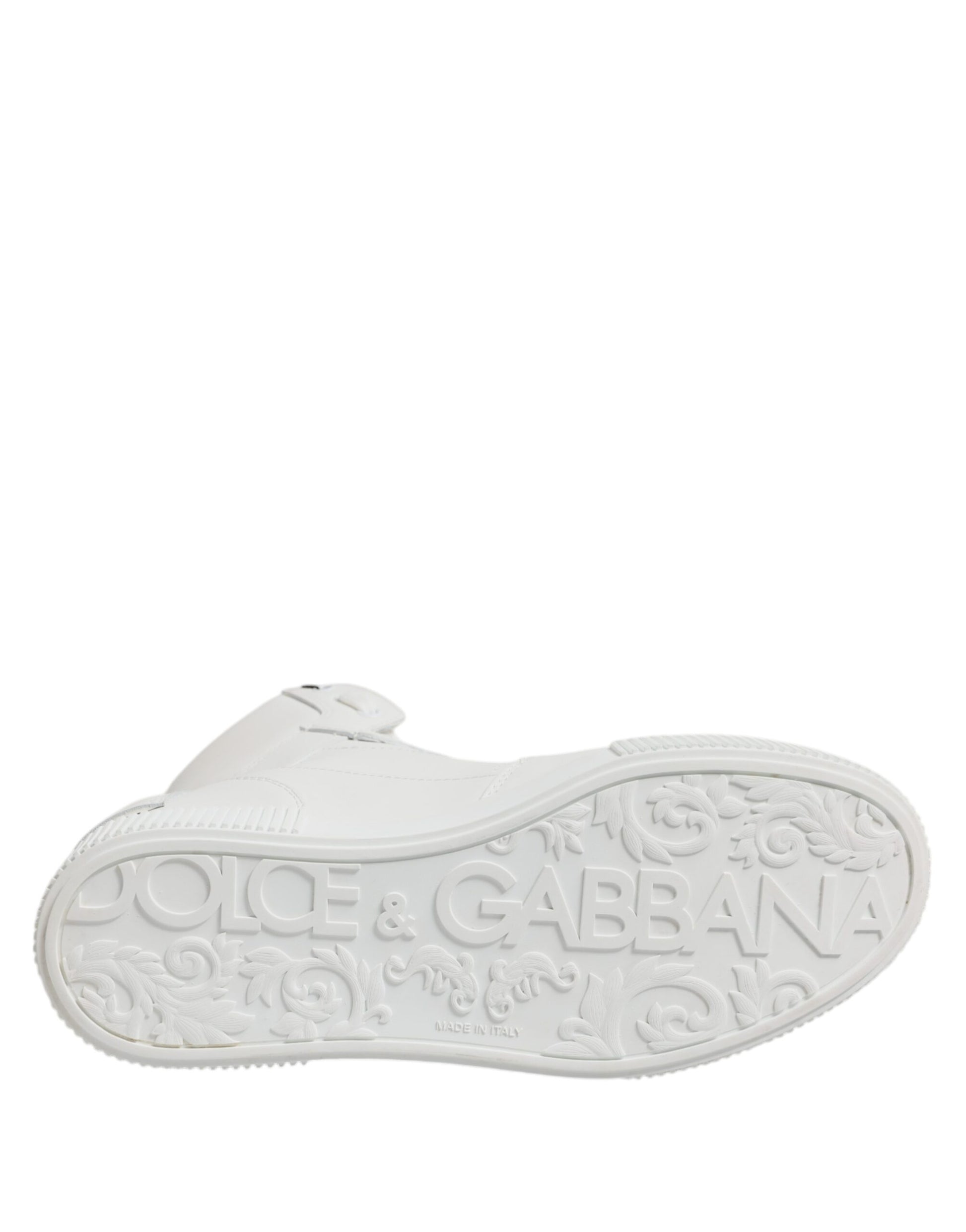White Leather High Top Sneakers Shoes