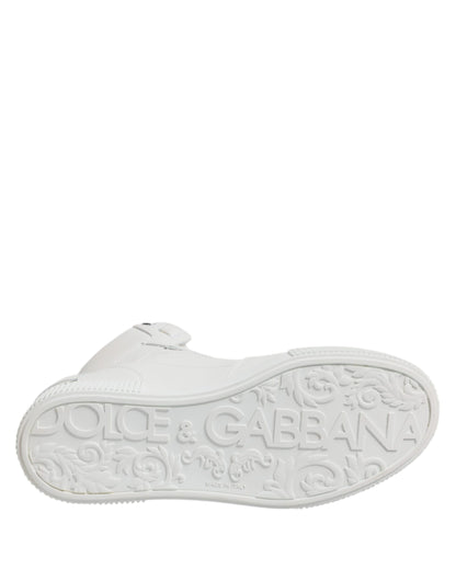 White Leather High Top Sneakers Shoes