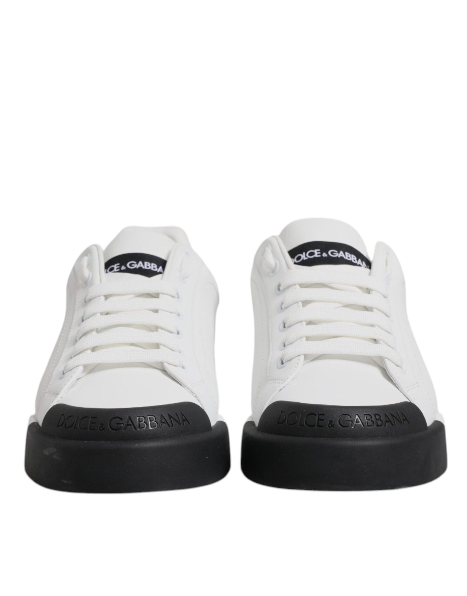 White Black Leather Low Top Sneakers Shoes