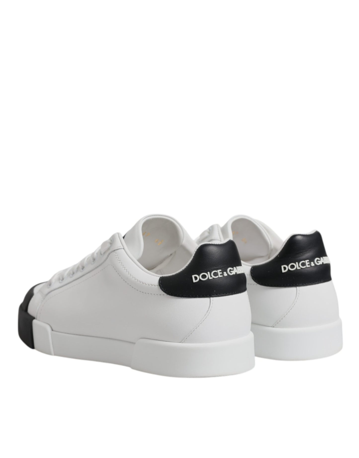 White Black Leather Low Top Sneakers Shoes