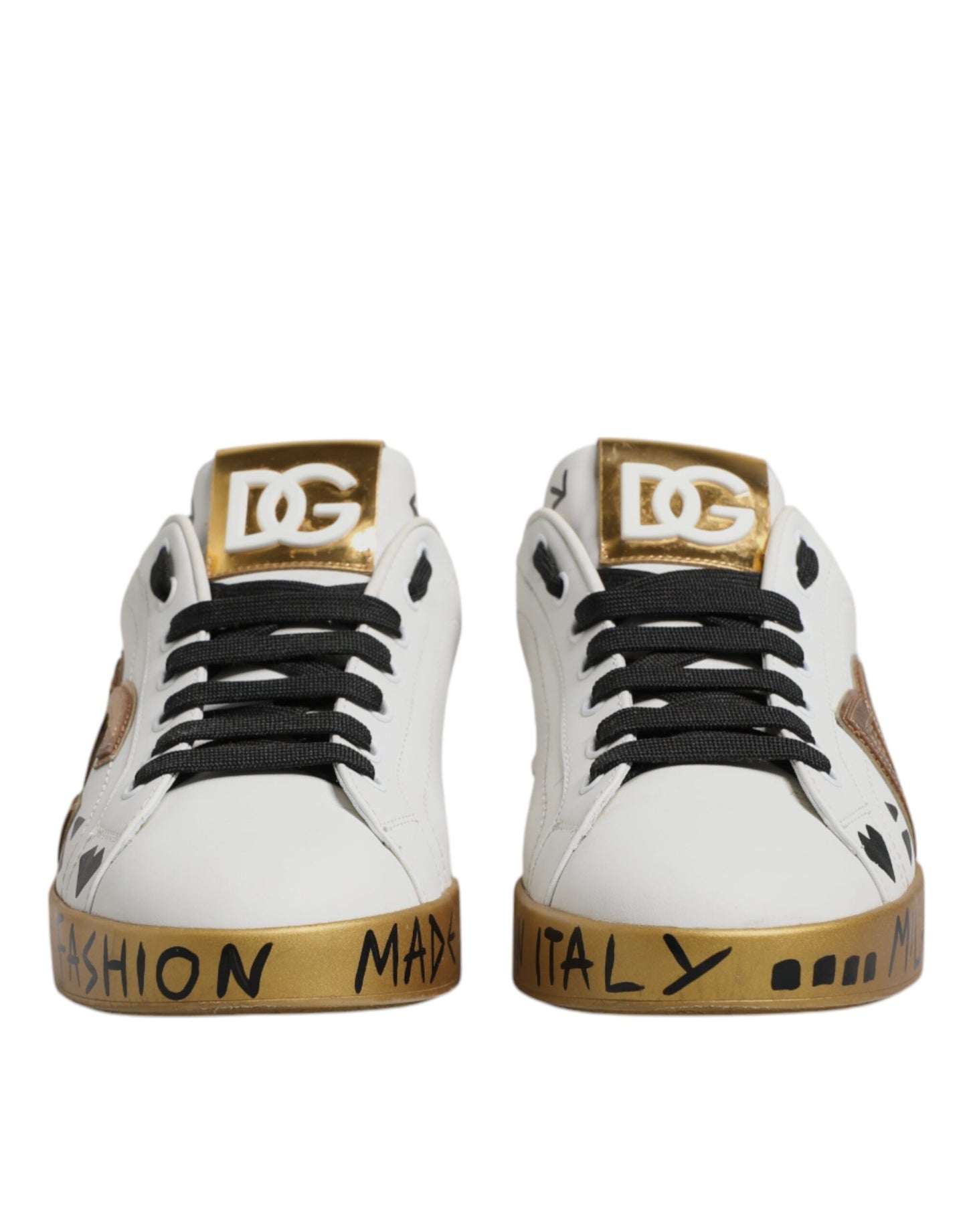 White Gold Crystal Logo Portofino Sneakers  Shoes