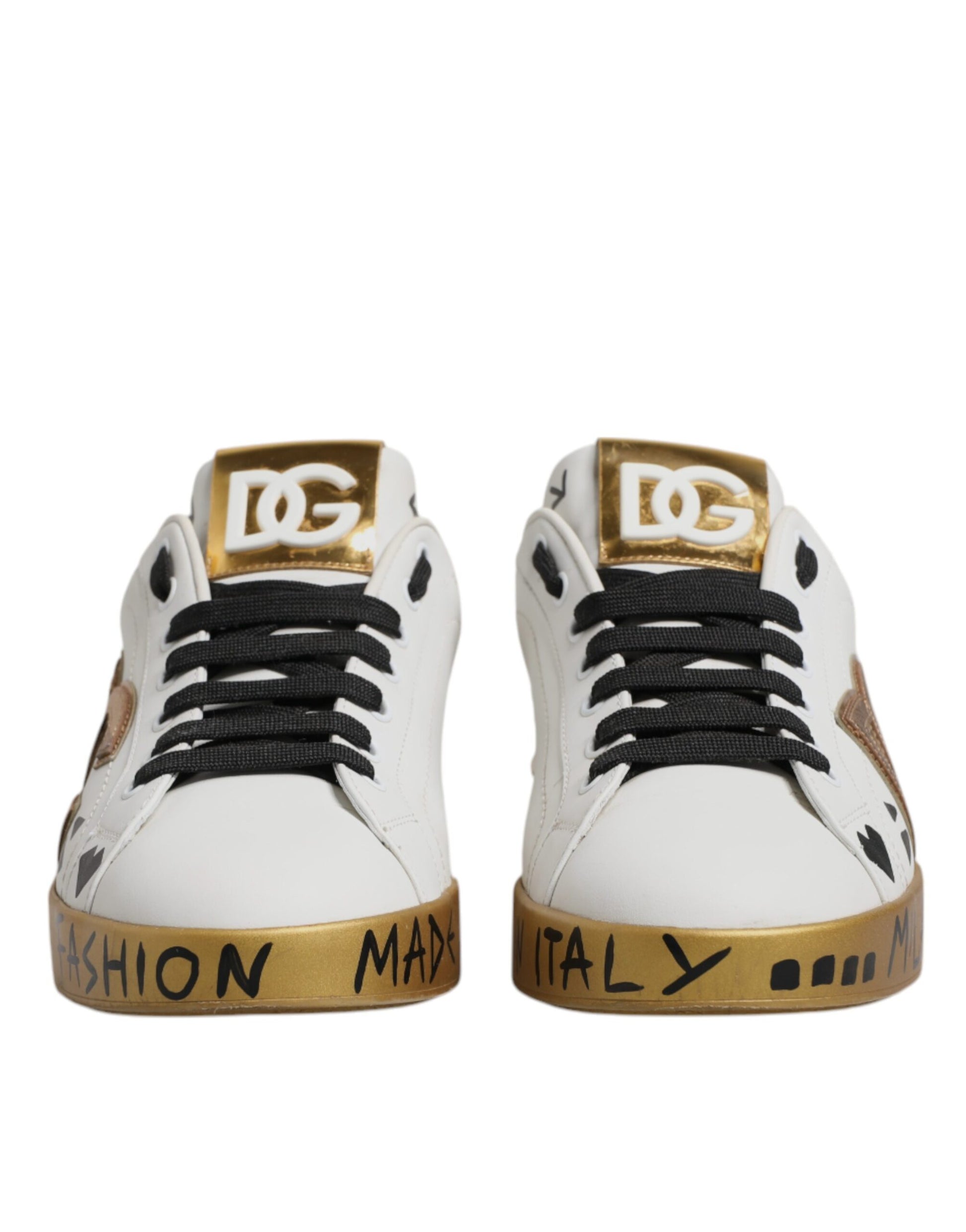 White Gold Crystal Logo Portofino Sneakers  Shoes