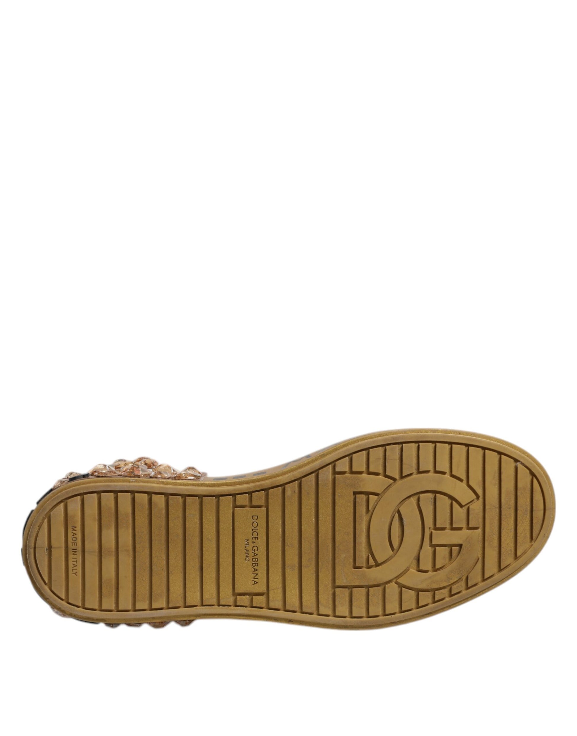 White Gold Crystal Logo Portofino Sneakers  Shoes