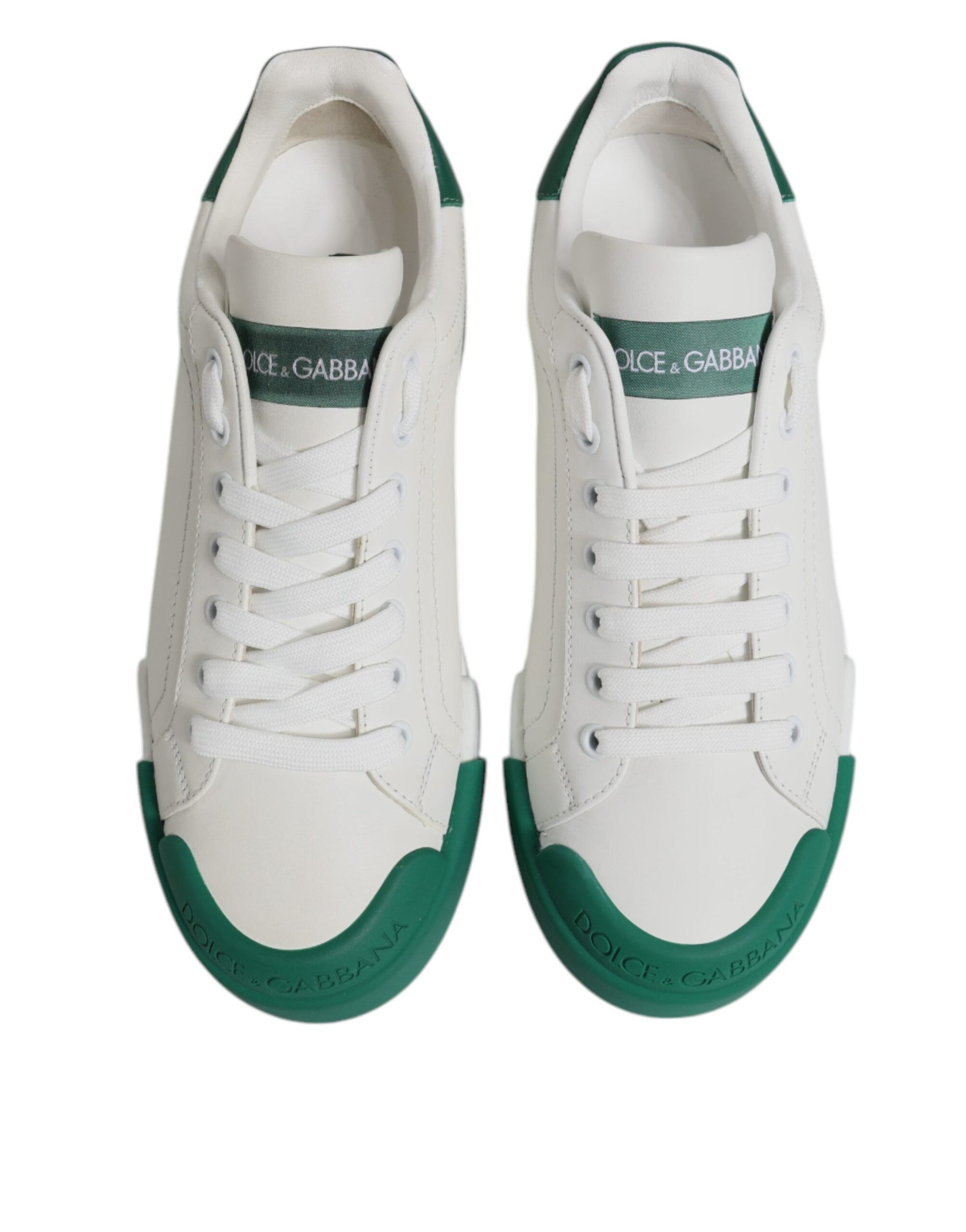 White Green Leather Low Top Men Sneakers Shoes