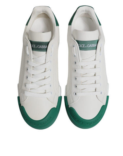 White Green Leather Low Top Men Sneakers Shoes