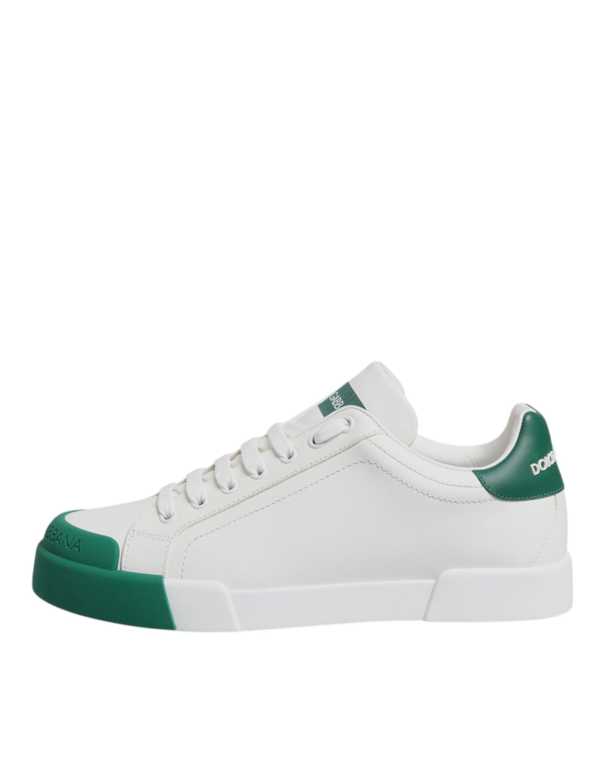 White Green Leather Low Top Men Sneakers Shoes