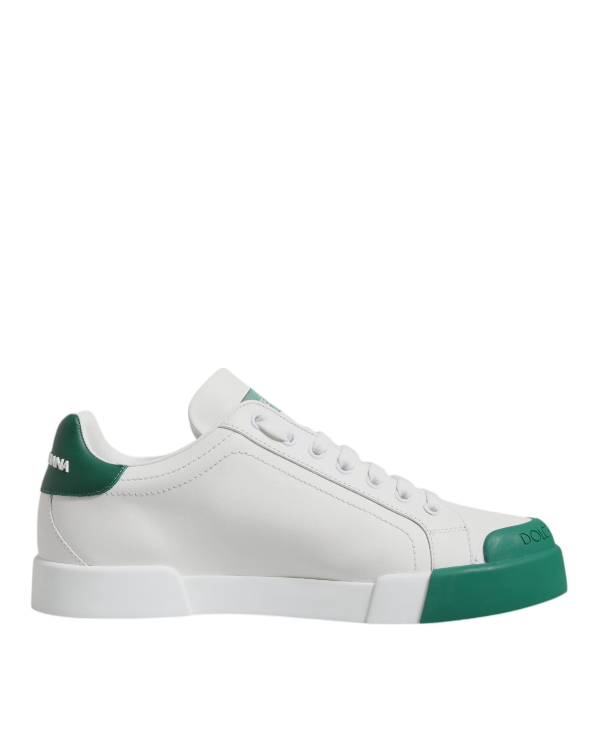 White Green Leather Low Top Men Sneakers Shoes