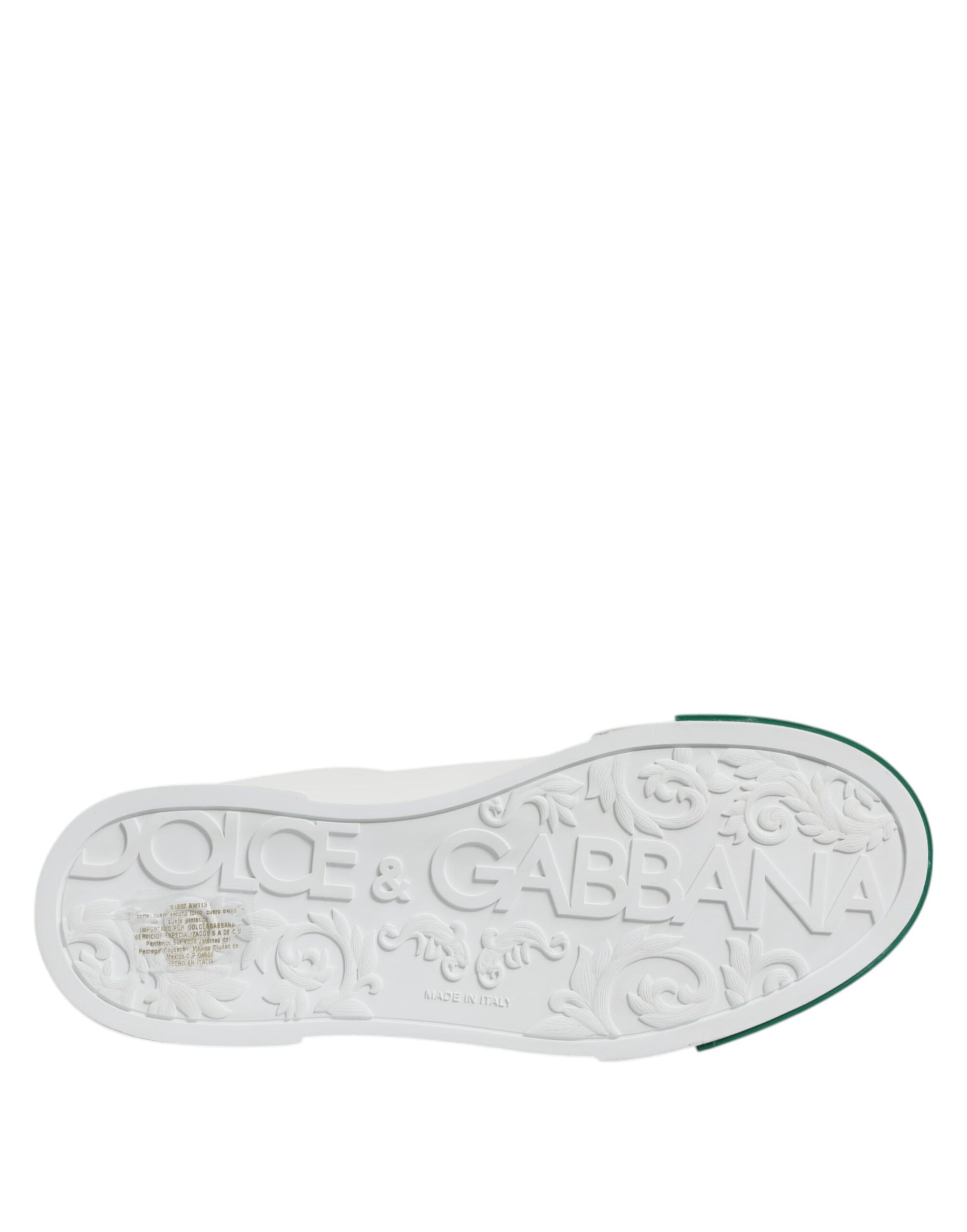 White Green Leather Low Top Men Sneakers Shoes