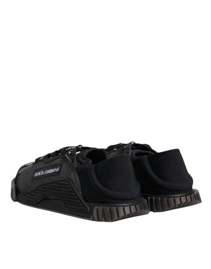 Black Silver Logo Low Top Men Sneakers Shoes