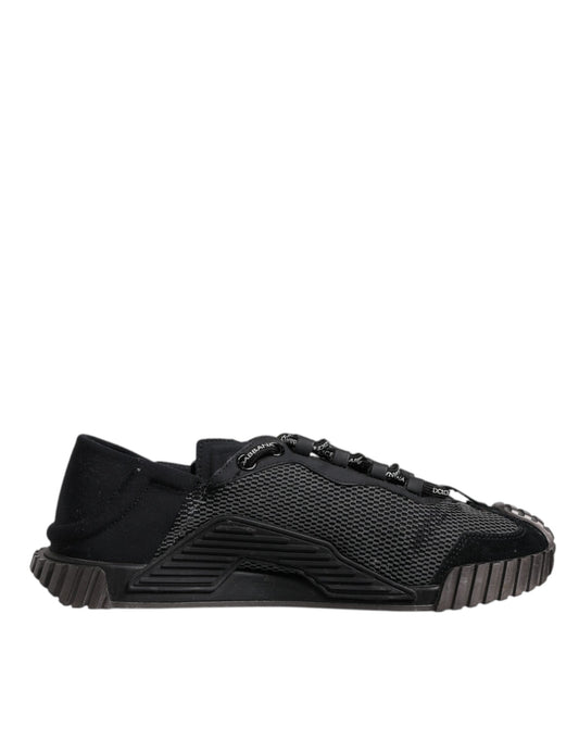 Black Silver Logo Low Top Men Sneakers Shoes