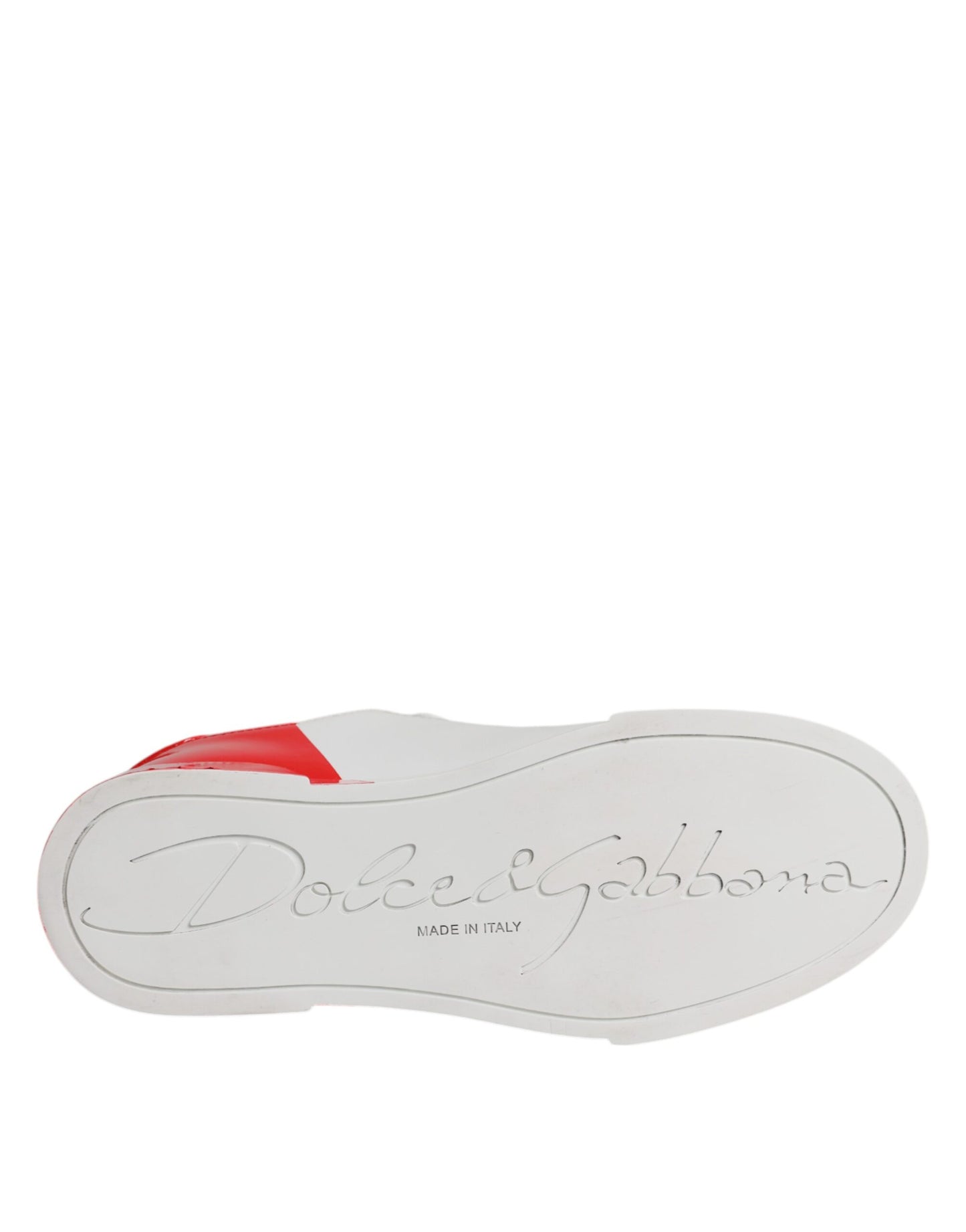 White Red Leather Low Top Sneakers Shoes