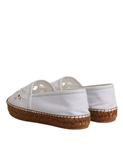 White Logo Eyelet Slip On Espadrilles Shoes