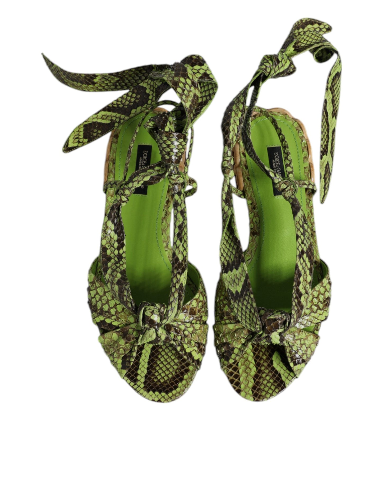 Sandalias verdes con estampado animal