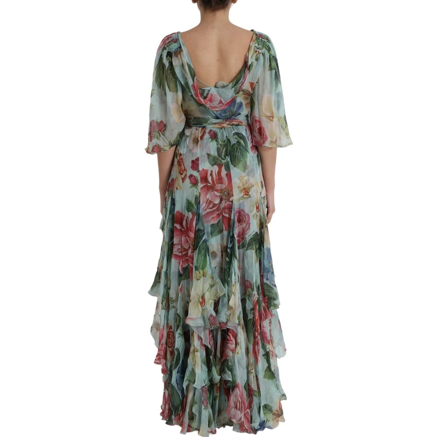 Maxi Vestido Largo con Estampado Floral Azul