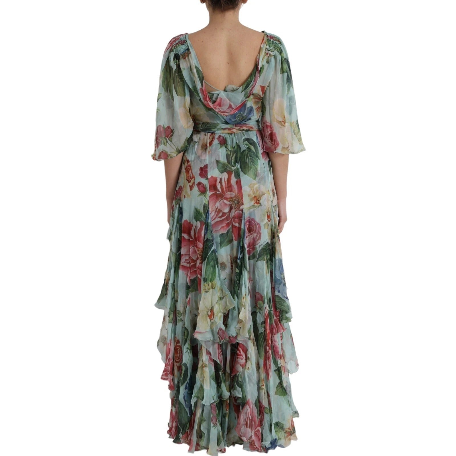 Maxi Vestido Largo con Estampado Floral Azul