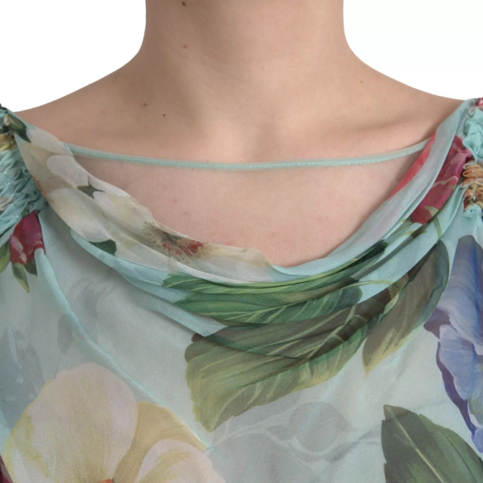 Maxi Vestido Largo con Estampado Floral Azul
