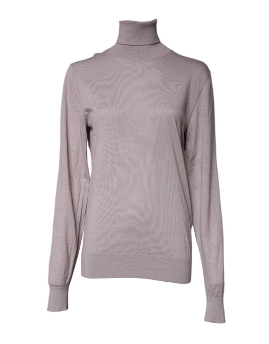 Jersey de cuello alto de cachemira marrón