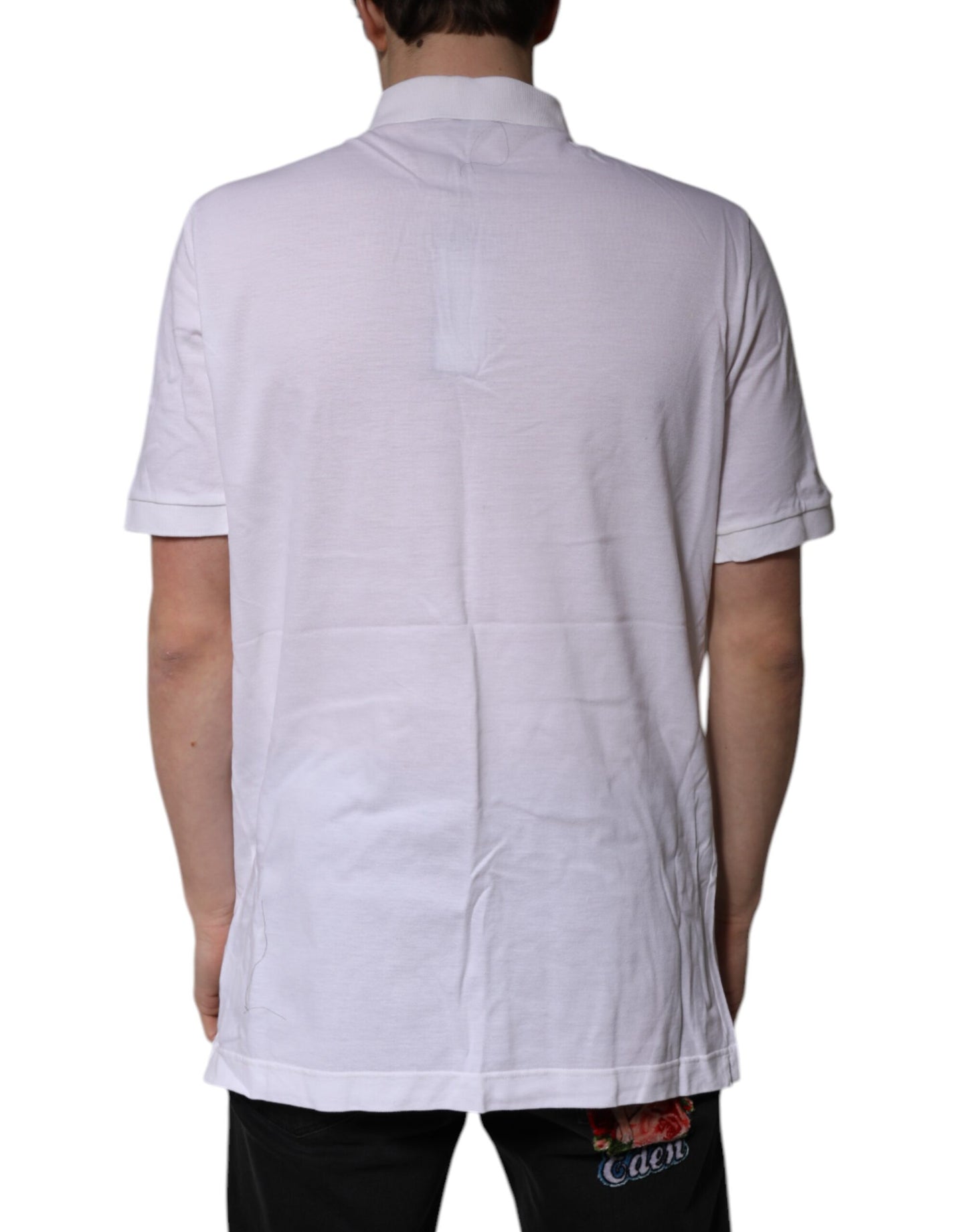 White Cotton Crown Collared Polo T-shirt
