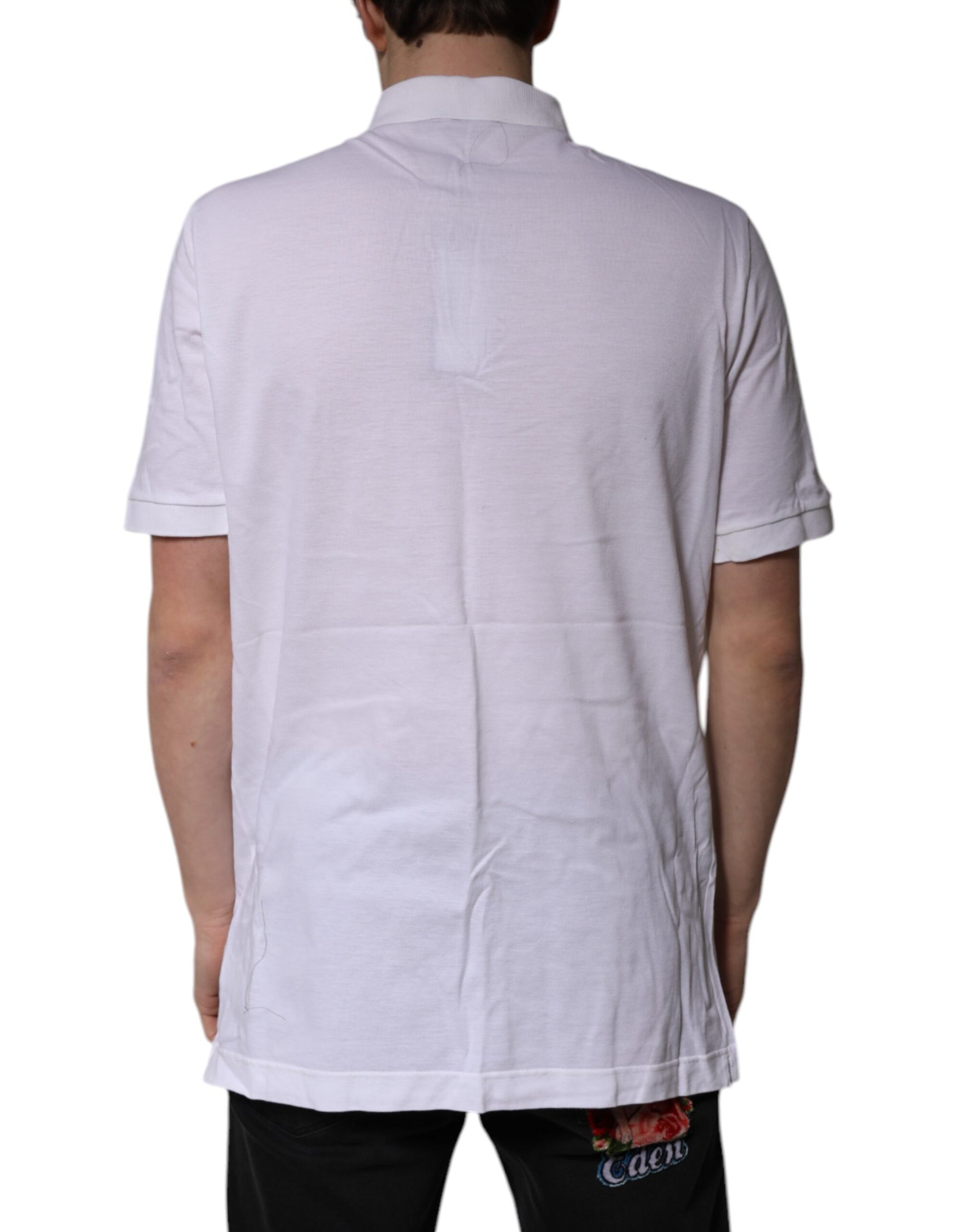 White Cotton Crown Collared Polo T-shirt