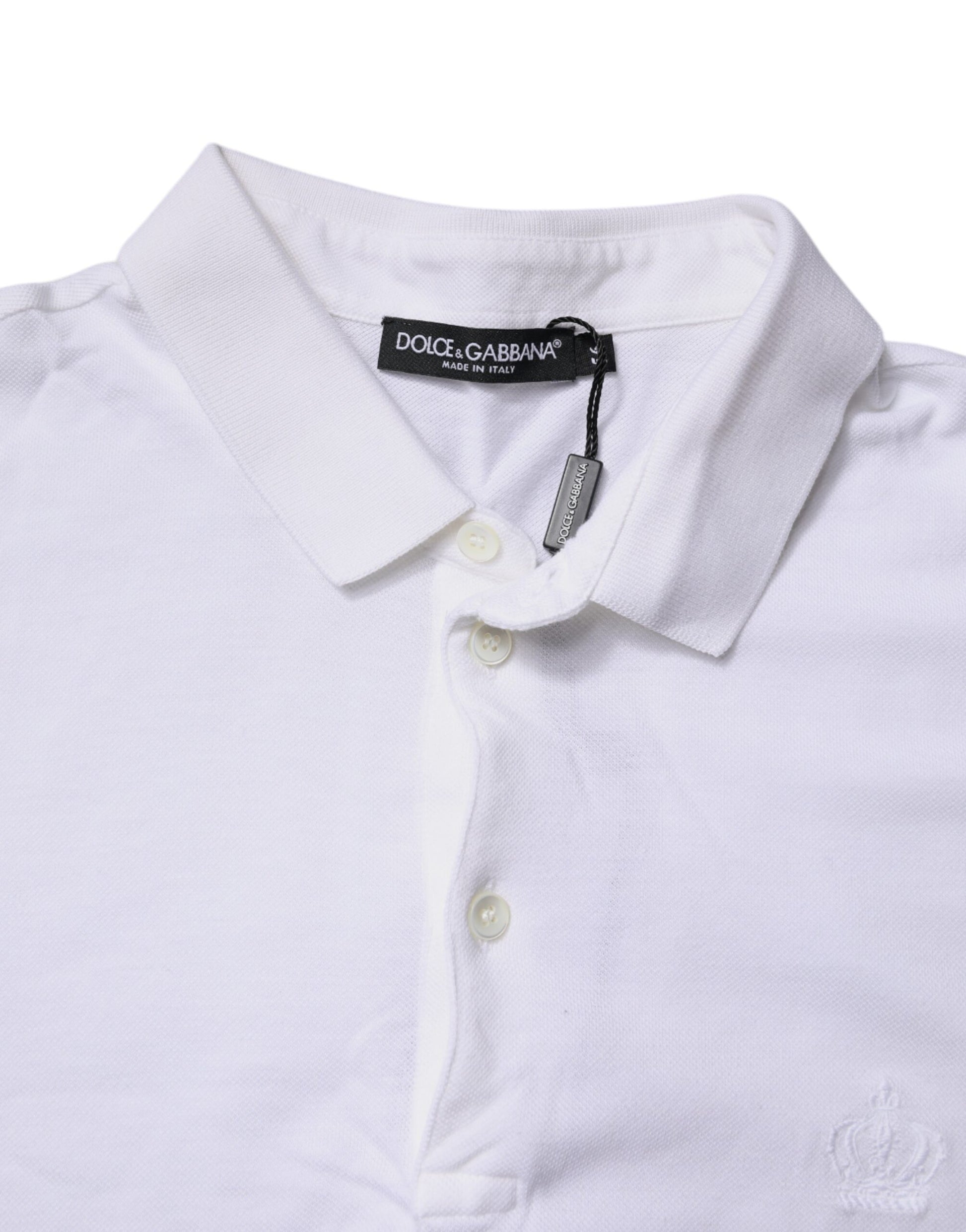 White Cotton Crown Collared Polo T-shirt