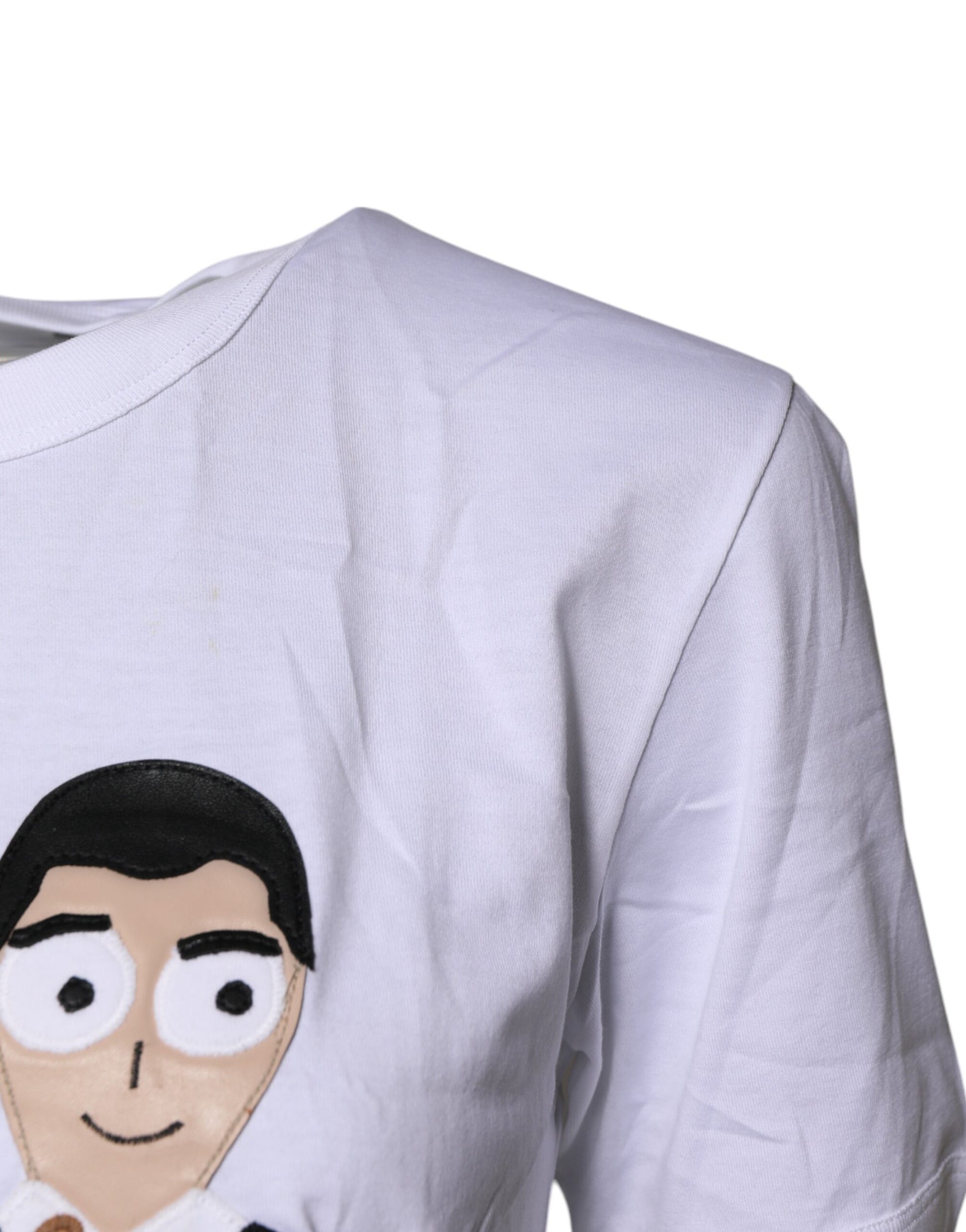 White #DGFamily Cotton Crew Neck T-shirt