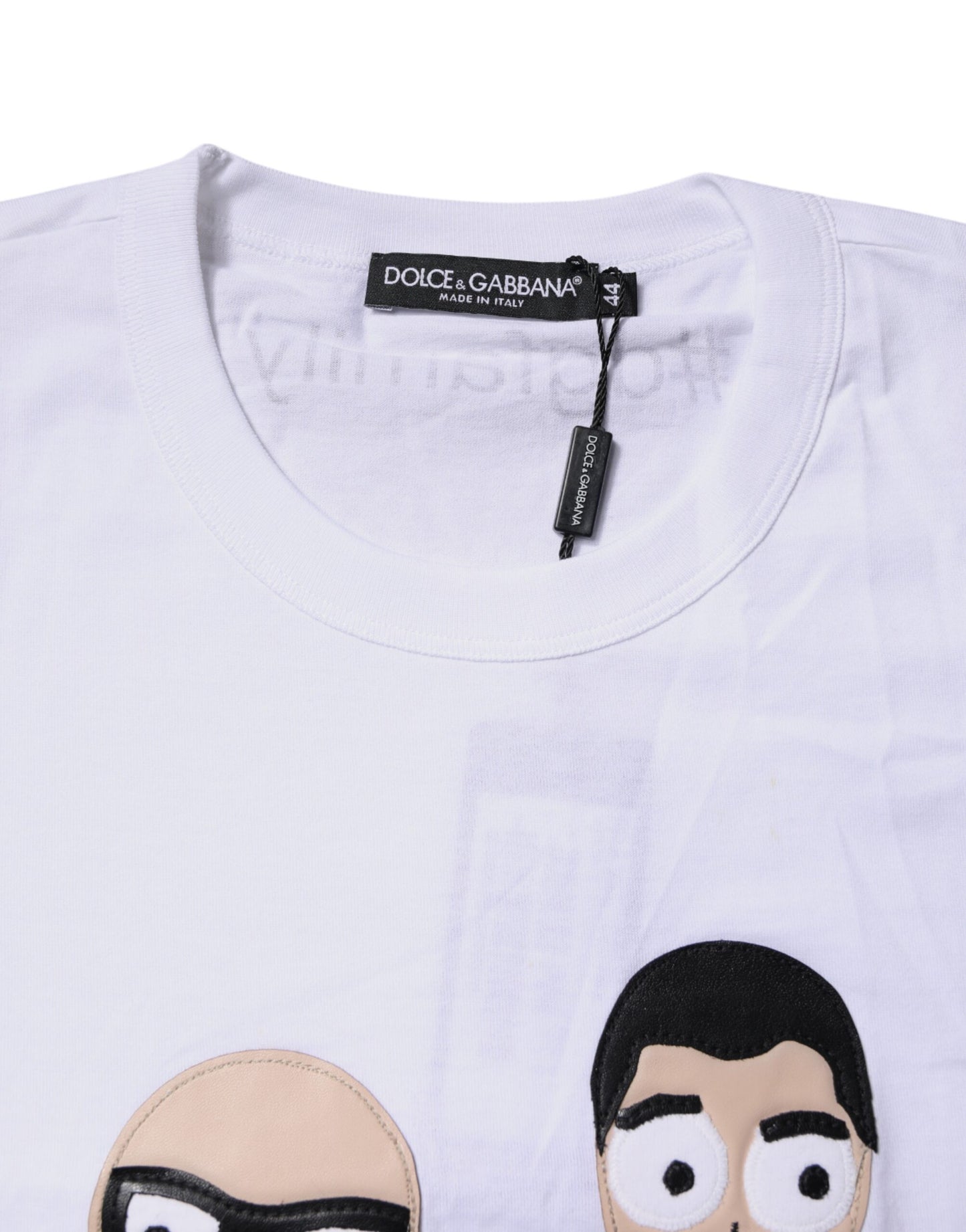 White #DGFamily Cotton Crew Neck T-shirt