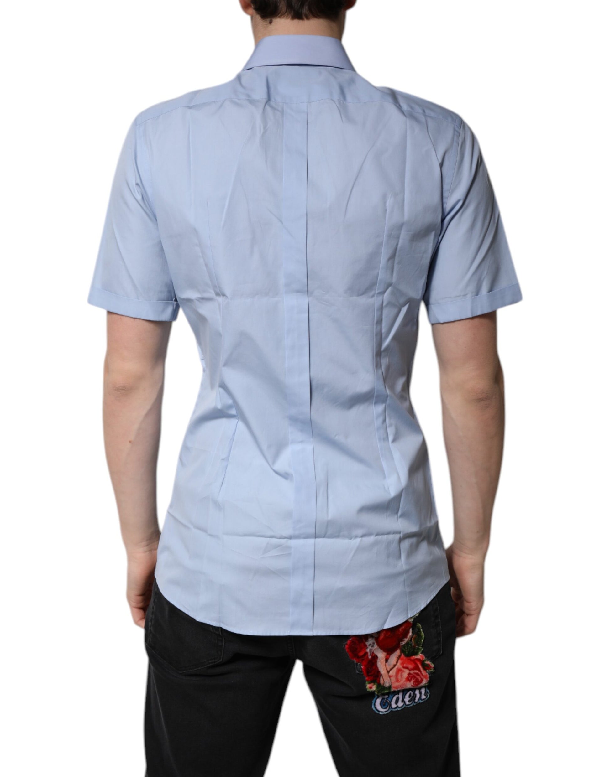 Blue Cotton Button Down Casual Polo Shirt