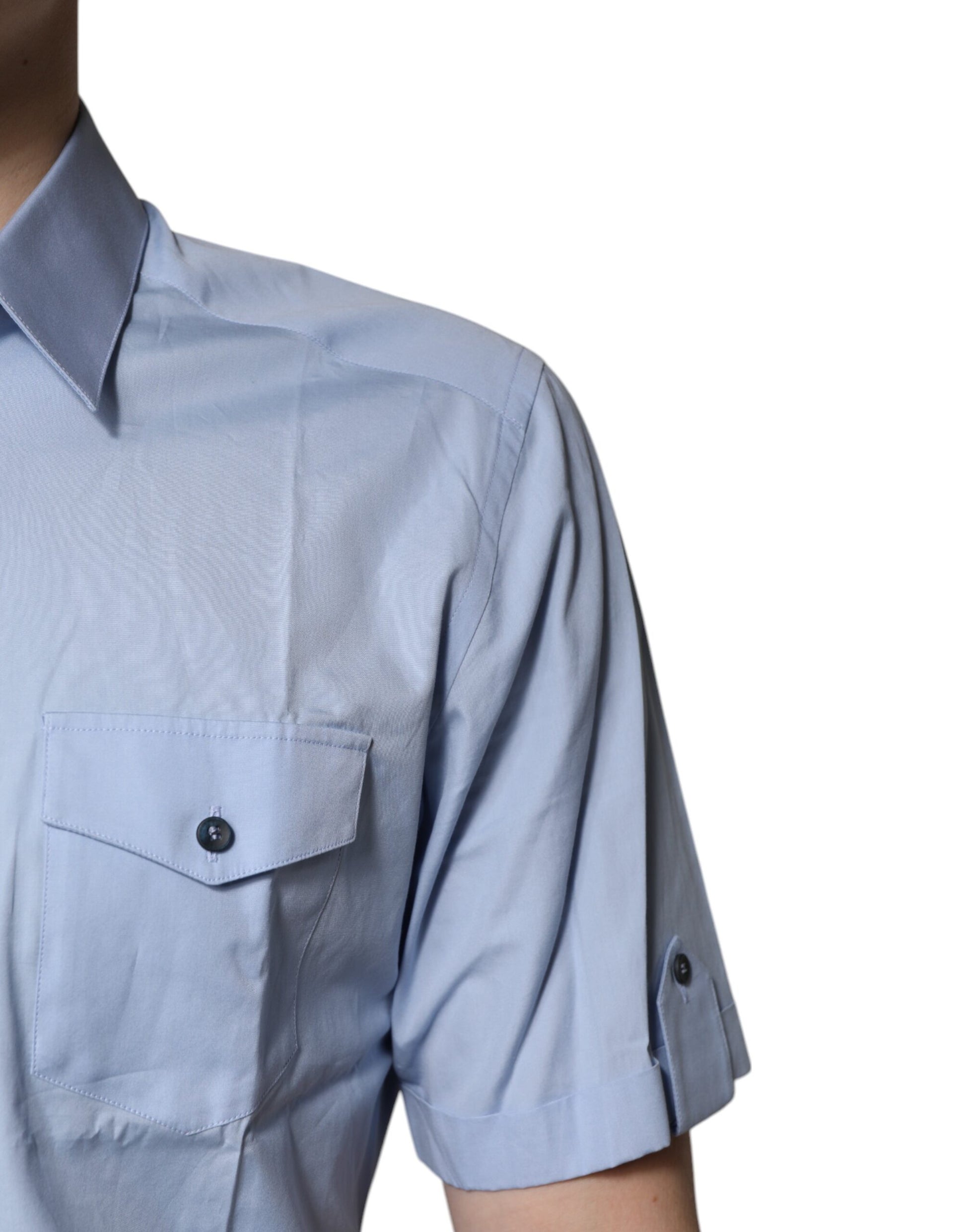 Blue Cotton Button Down Casual Polo Shirt
