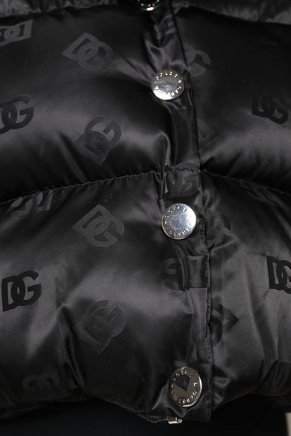 Black Padded Puffer Hooded Full Zip Cropped Jacket