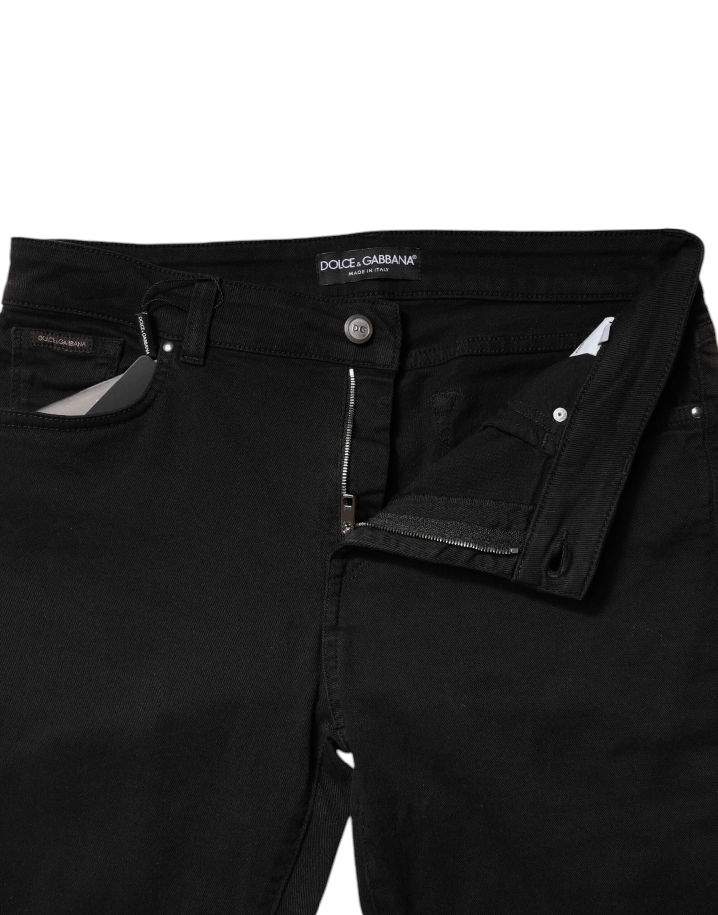 Black Cotton Mid Waisted Skinny Denim Jeans