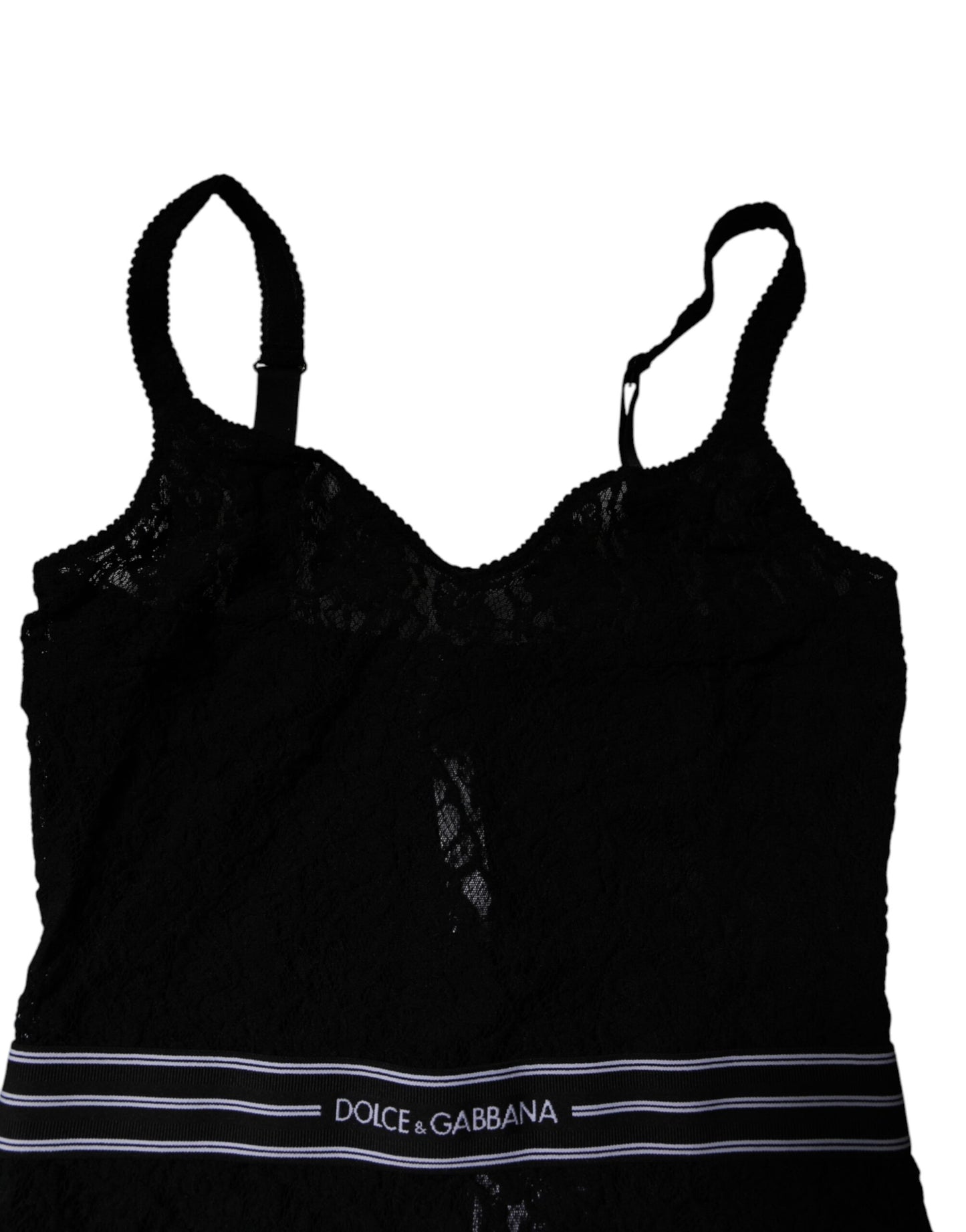 Black Lace Branded Elastic Lingerie Bodysuit Underwear