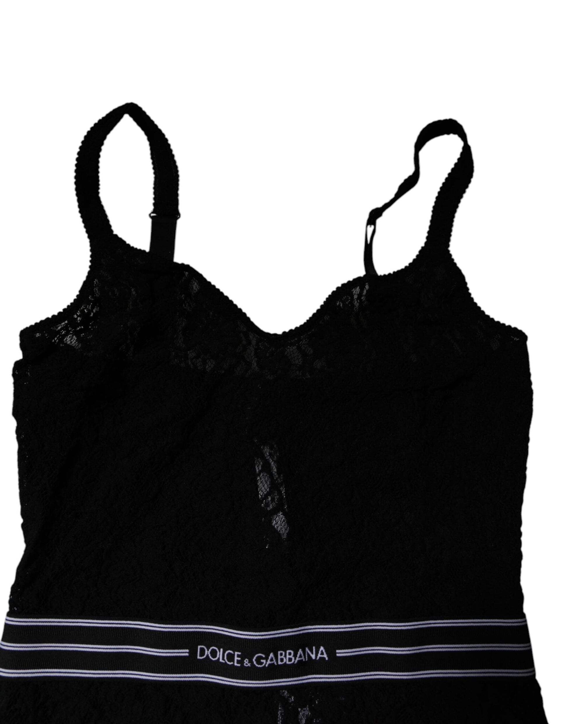 Black Lace Branded Elastic Lingerie Bodysuit Underwear