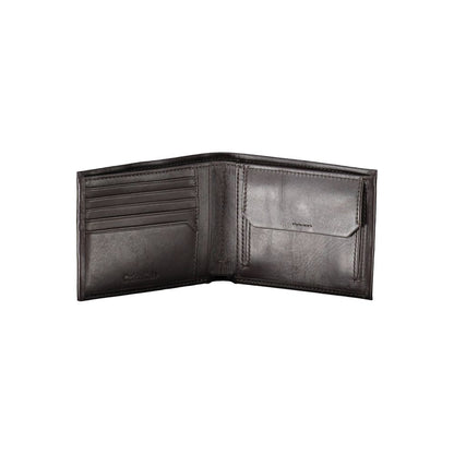 Elegante cartera de piel con dos compartimentos
